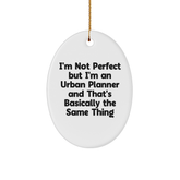 Funny Urban Planner Oval Ornament Gifts from Friends for Christmas, 'I'm Not Perfect' Quote, Durable MDF with High-Gloss Finish - Image 1